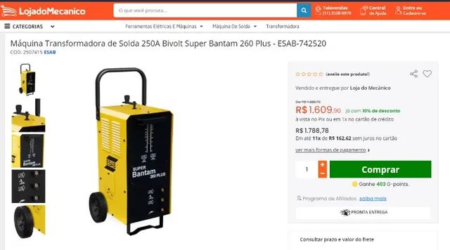 Transformador de Solda Esab Bantam 250 Serralheiro com carrinho - Foto 4