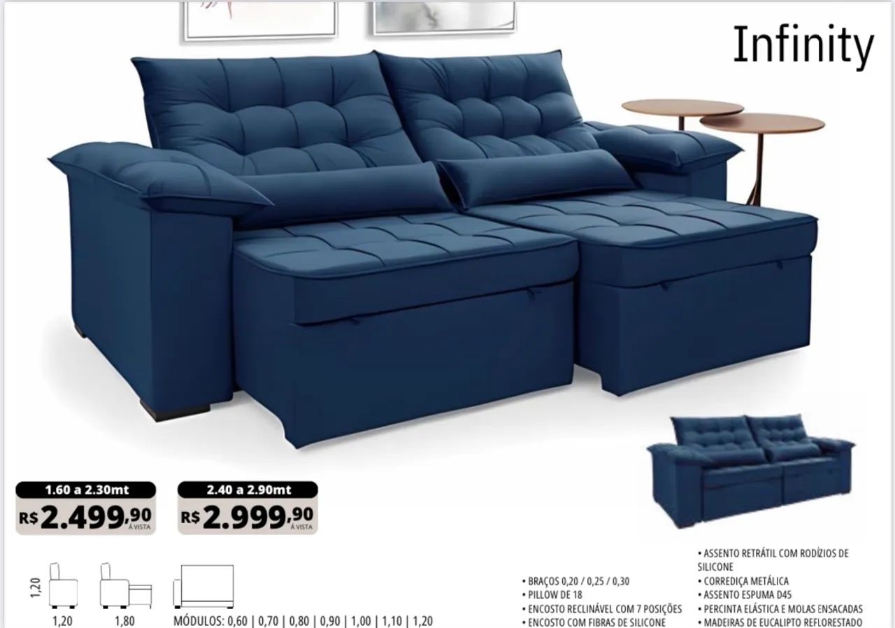 Sofa Retratil Reclinável New York 2,00 mts - Foto 3