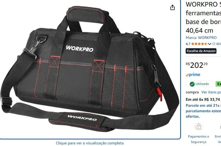 Bolsa Ferramentas Workpro 40,64 cm com base de borracha prova d´água - Foto 5