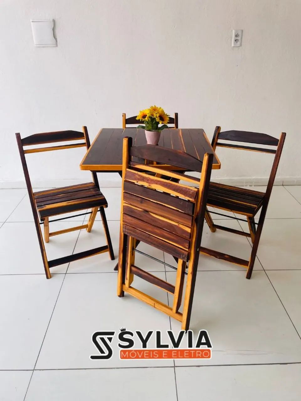 CONJUNTO DOBRÁVEL 70X70 ENVERNIZADA  - Foto 4
