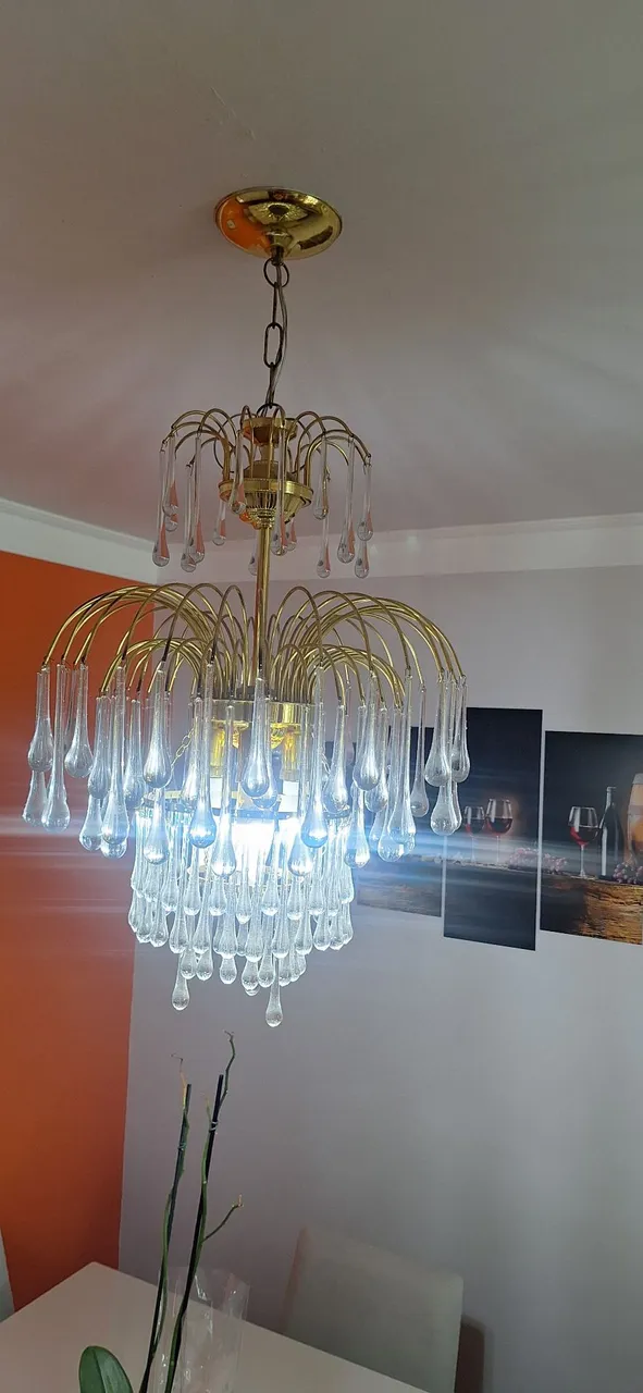Lustre Moderno de Cristal (gotas em vidro)