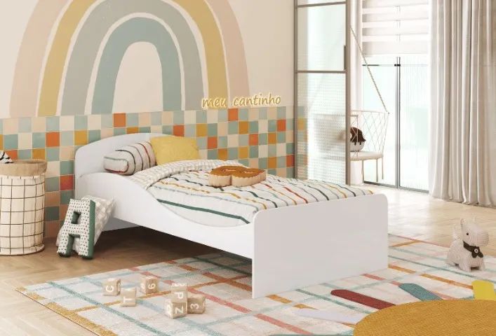 Cama Infantil Lua Solteiro com Casinha, 100% MDF - Peroba - Foto 4