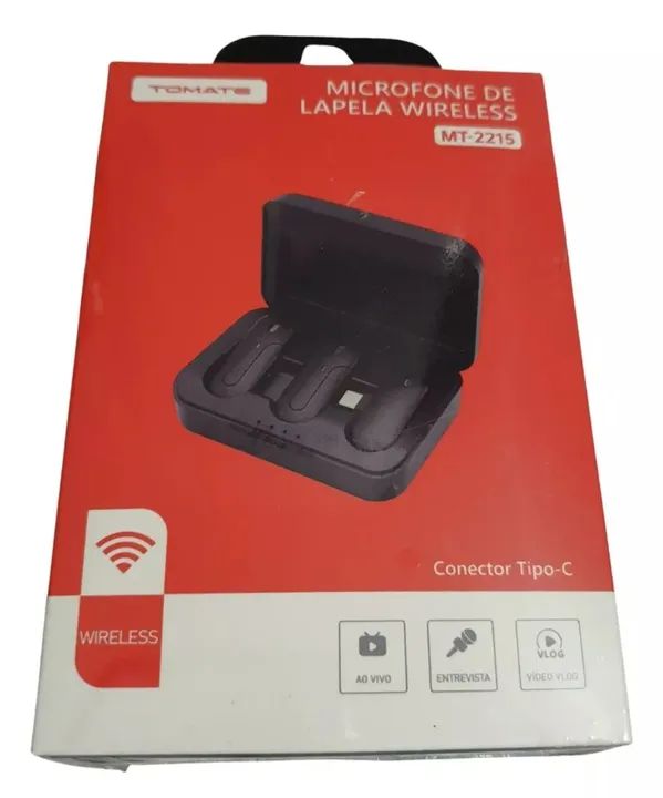 Microfone Lapela Wireless duplo tipo c Tomate MT-2215 - Foto 3