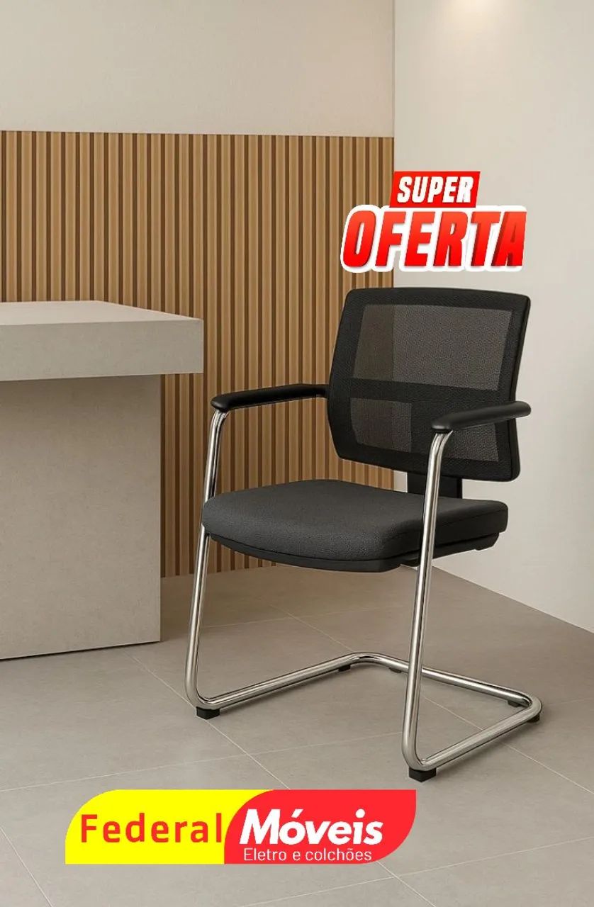 Cadeira Executiva Cromada - Ideal para recepção, reuniões ou home office!