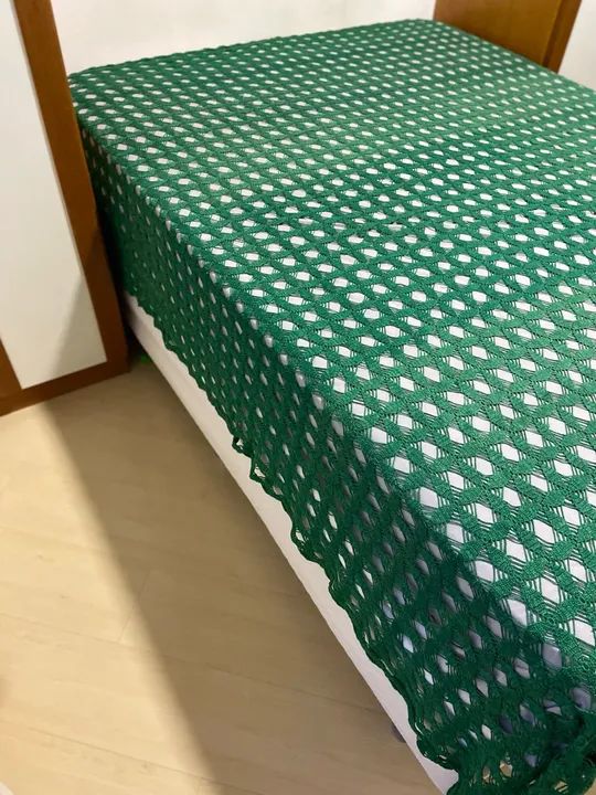 Colcha croche verde para cama tamanho casal - Foto 3