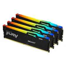Memória RAM Kingston Fury Beast RGB, 32GB (4x8GB), 6000MHz, DDR5, CL40, para Intel XMP