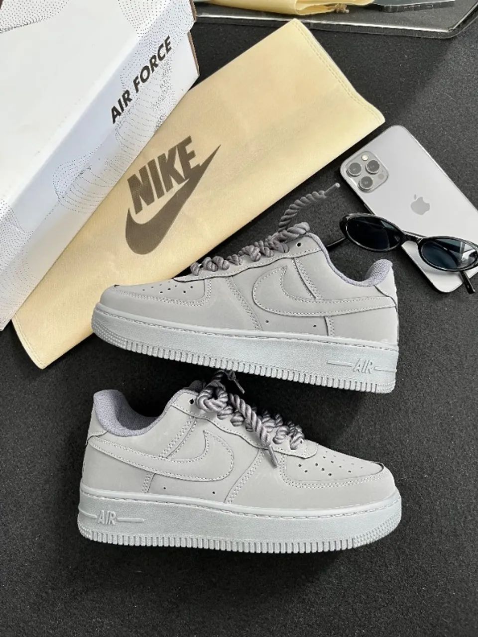 Tênis Nike Air Force Cinza Premium - Dois Tipos de Cadarço - Foto 5