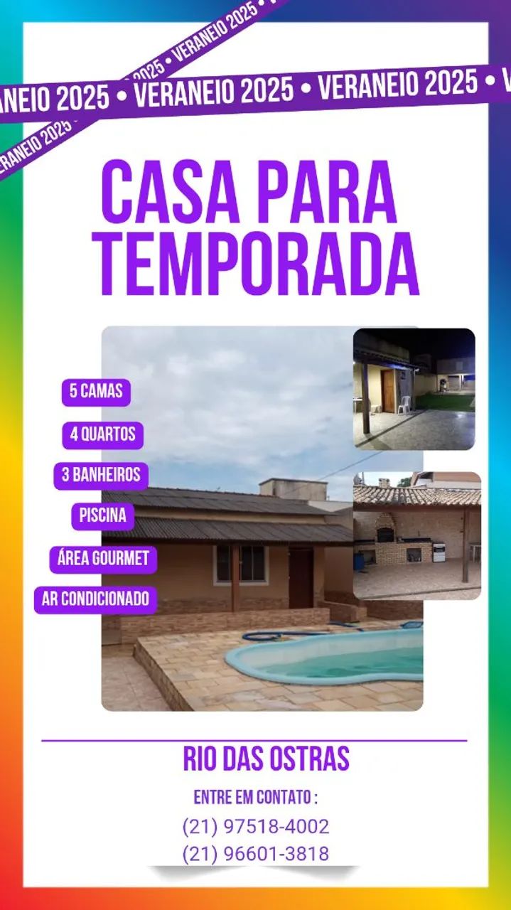 Aluguel temporada - Rio das Ostras 