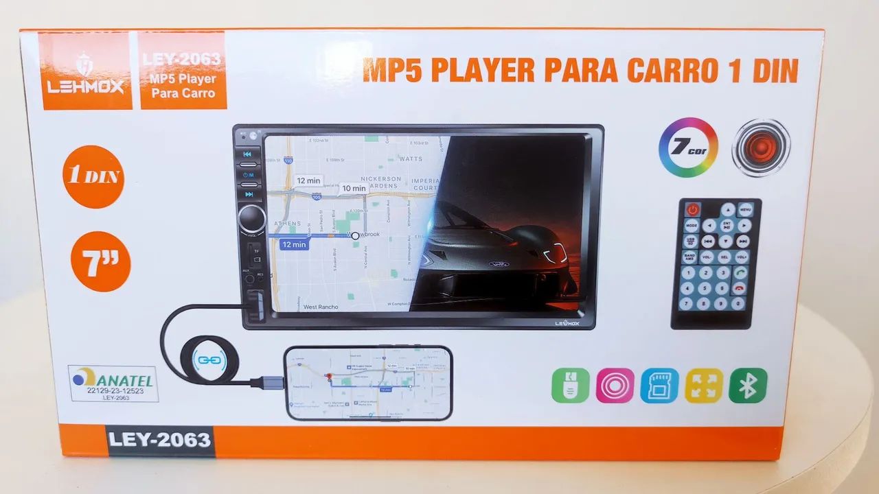 Central Multimídia MP5 Player 1 Din 7 Polegadas Lehmox