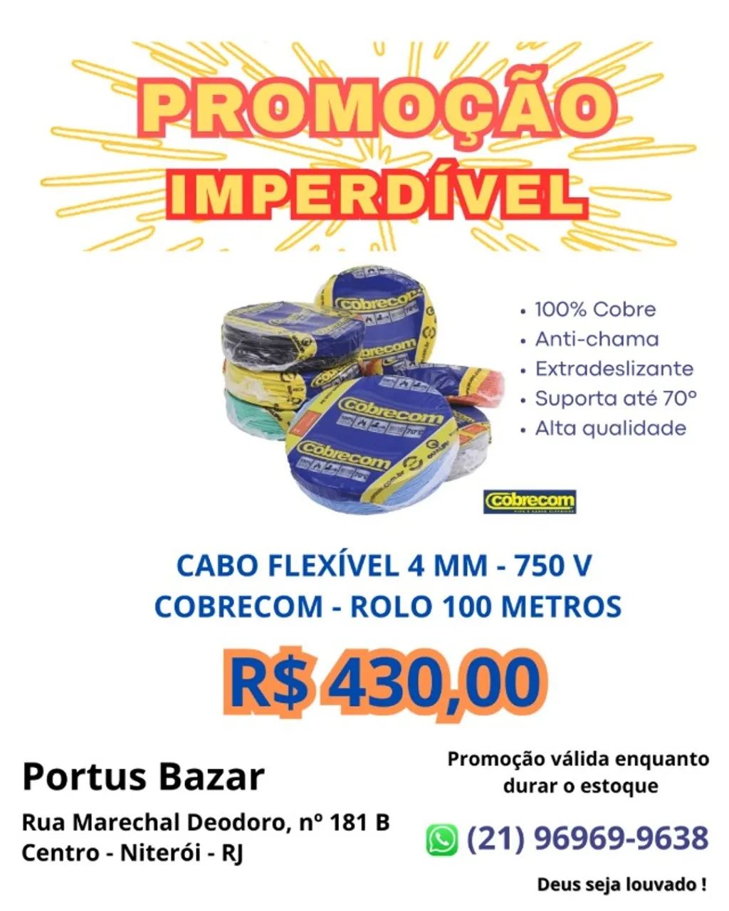 Promoção Cabo Flexível 4 mm Cobrecom