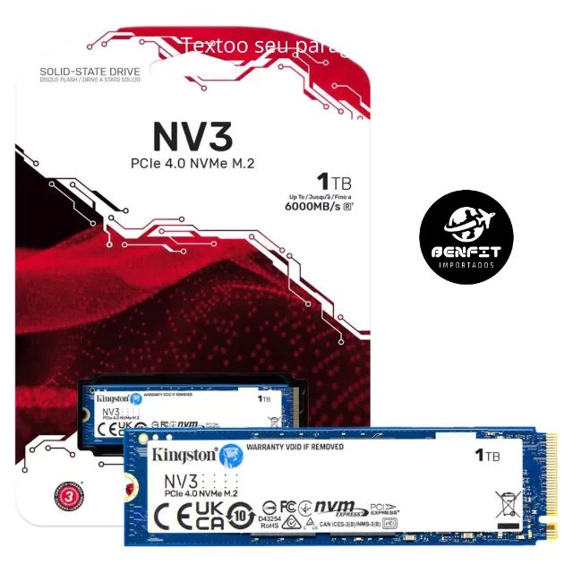 Ssd M.2 Nvme Kingston NV3 1tb Até 6000Mbps de Leitura E Até 4000Mbps de Gravação.
