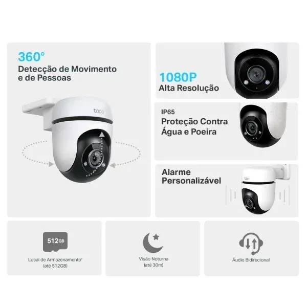 Camera Wi-Fi De Seguranca Externa 1080P Full Hd Tapo Tc40 Nacional