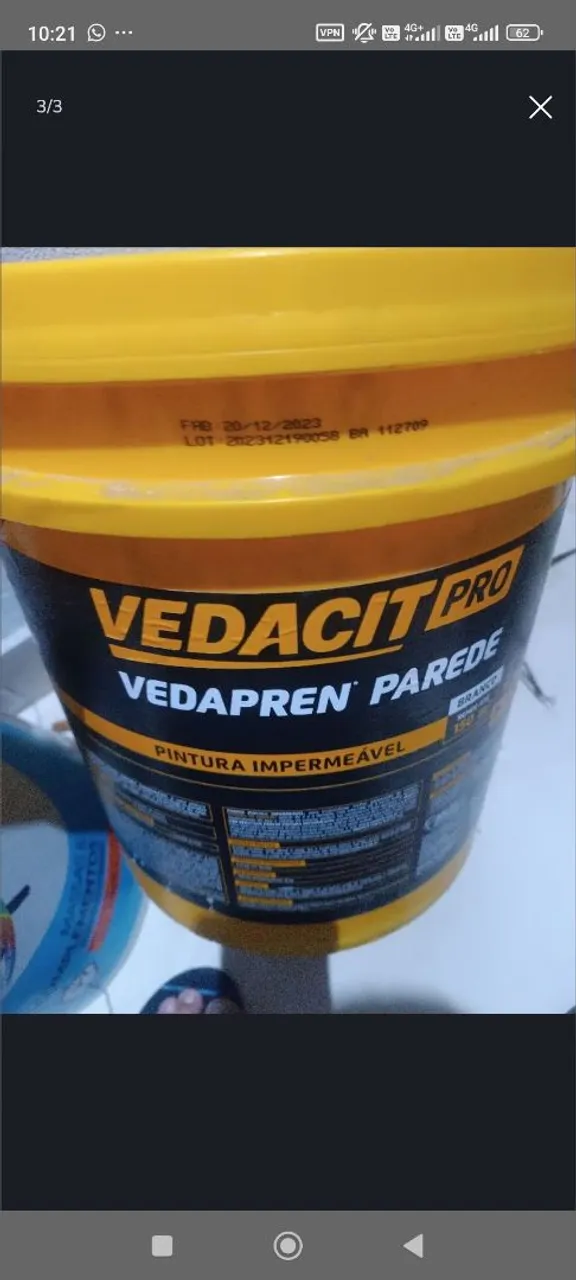 Vedacit Vedapren Parede 15kg Branco - Pintura Impermeável