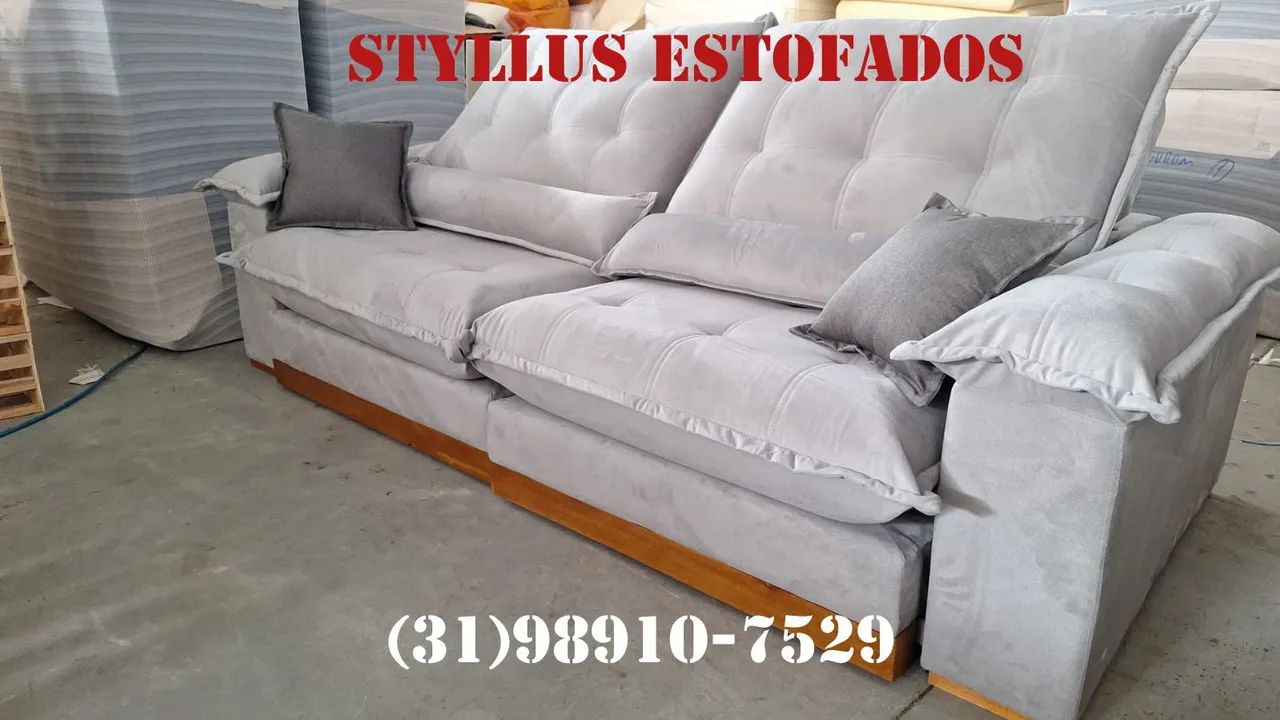 Sofá retrátil 4 Lugares molas ensacadas 