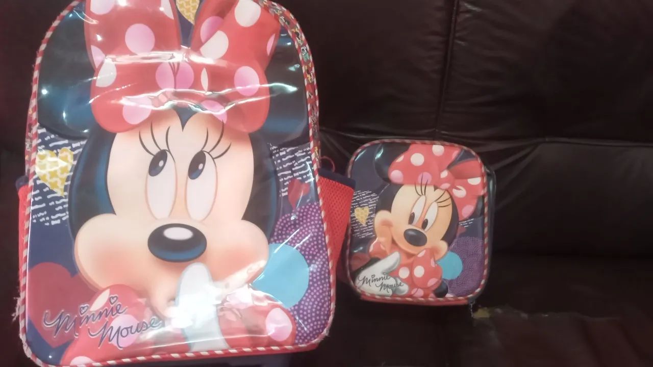 Kit Mochila Escolar Minnie Mouse