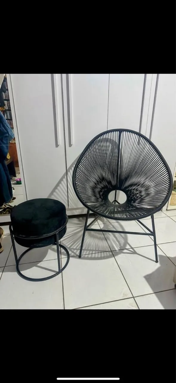 Conjunto de cadeira e banqueta Acapulco pretos