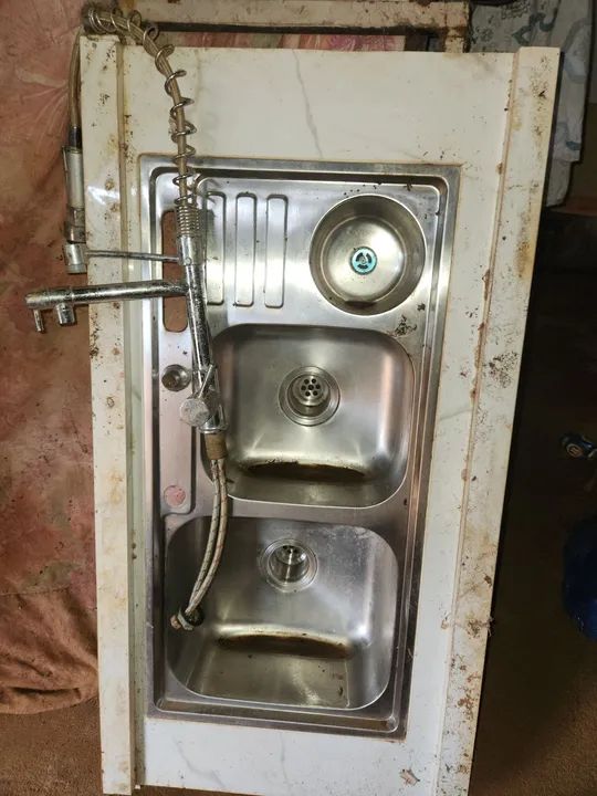 Pia de cozinha dupla em aço inox