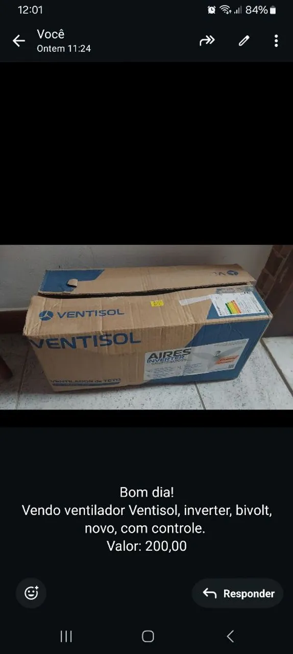 Ventilador Ventisol Inverter Bivolt com Controle