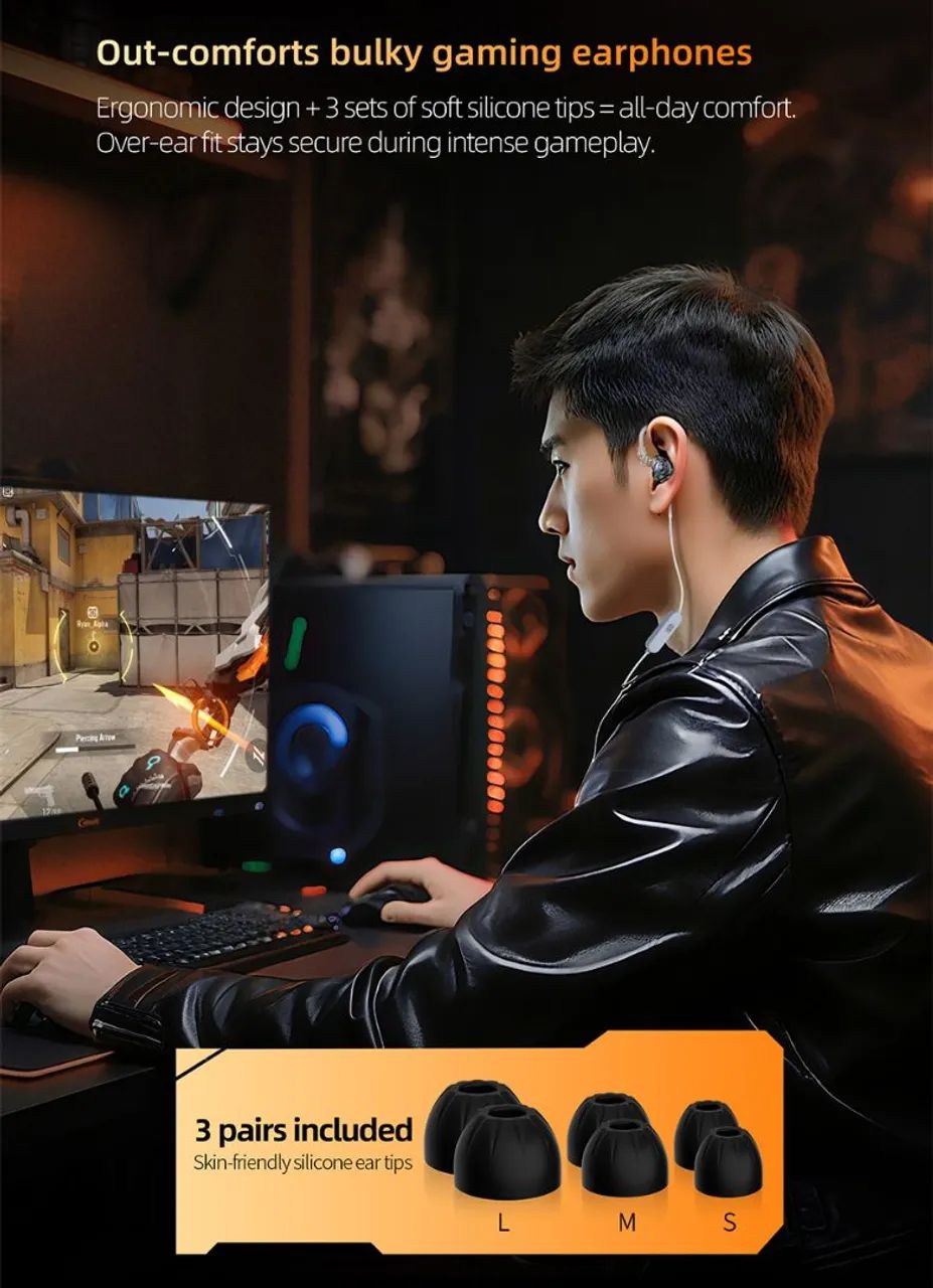 Fone gamer Kz Gale tipo C branco  - Foto 5