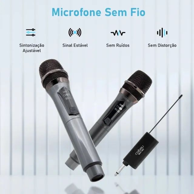 Excelente Par Microfone Sem fio Coibeu / Karaokê / Estilo Sennheiser - Foto 4