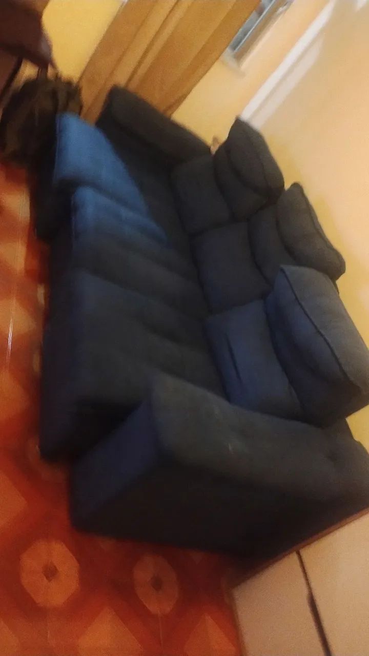 Sofá retrátil 3 lugares Suede Azul - Foto 2