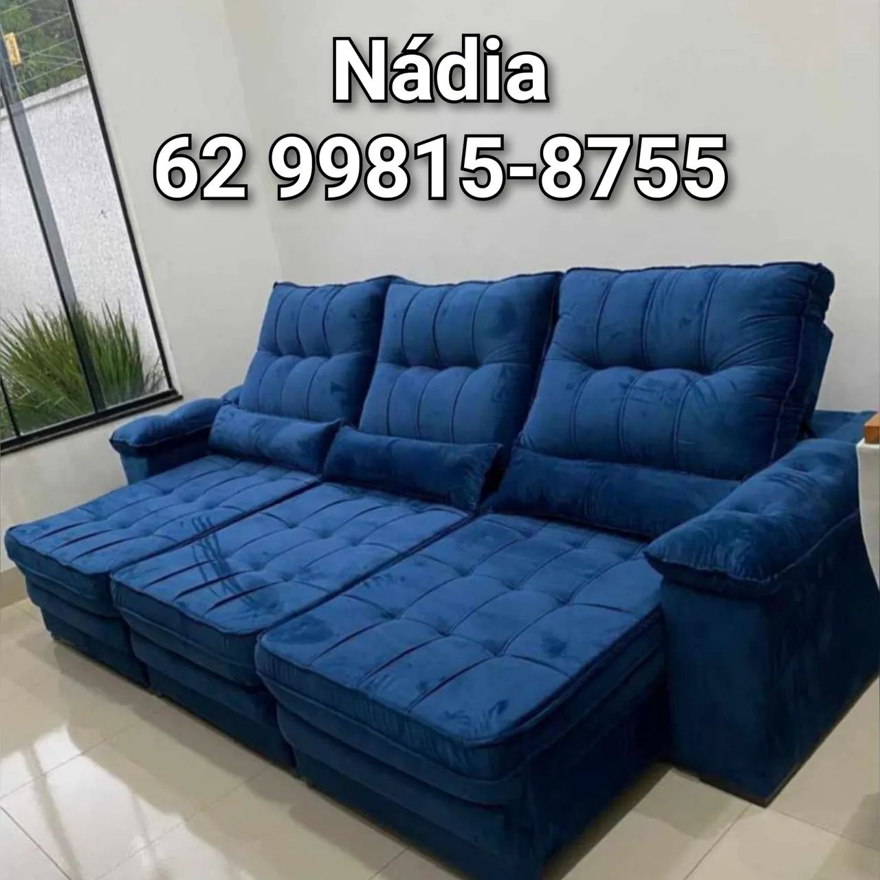 SOFÁ RETRÁTIL E RECLINÁVEL AZUL ENTREGA GRÁTIS 