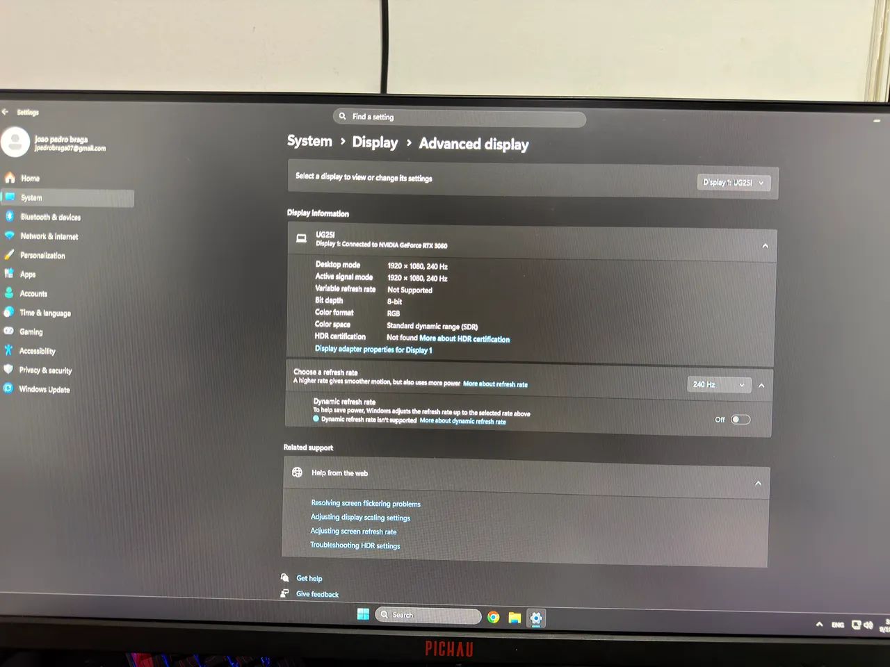 MONITOR PICHAU 240Hz
