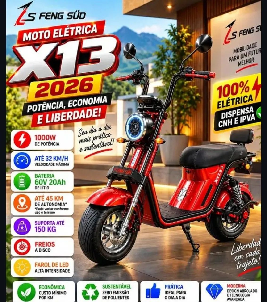 Scooter elétrica x13 nova