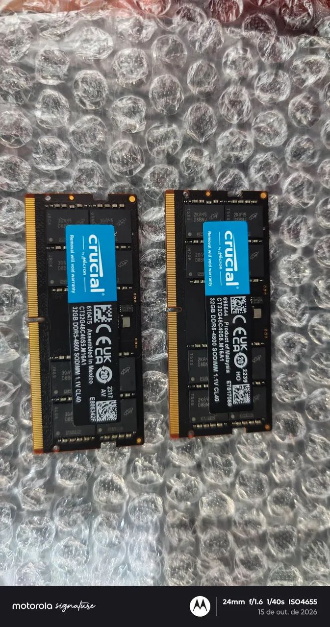 Memória 64gb ddr5 (2x32) crucial 4800mhz notebook - Memória RAM