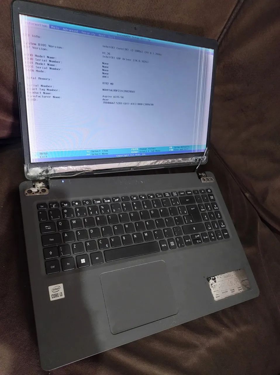 Notebook Acer i3 10 Ger 8 ram para conserto 