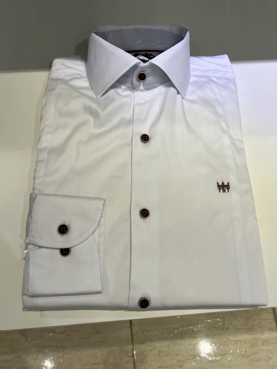 Camisa Manga Longa Slim TRT Off White - Foto 2