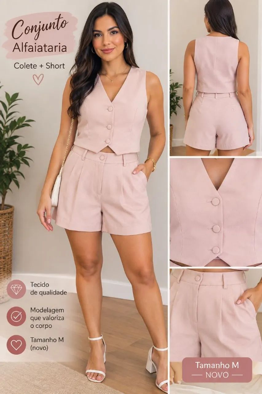 Conjunto alfaiataria colete e short 