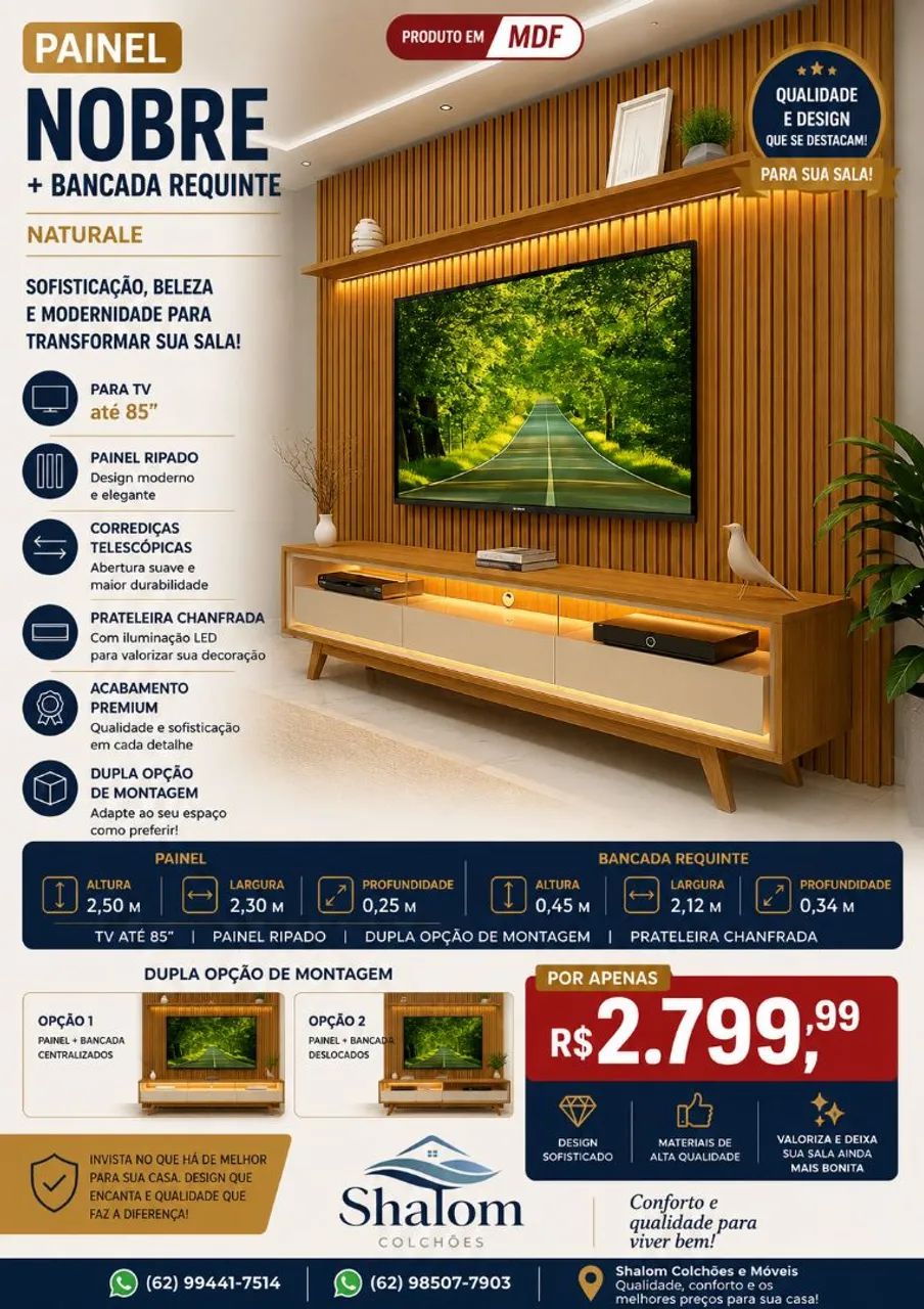 Painel ripado  com rack 