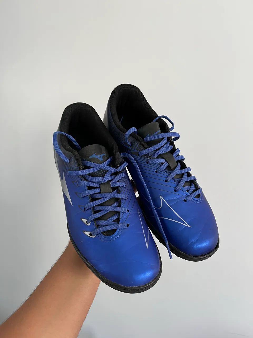 Chuteira Society Mizuno Genius N°42 Azul/Prata NOVA na Caixa