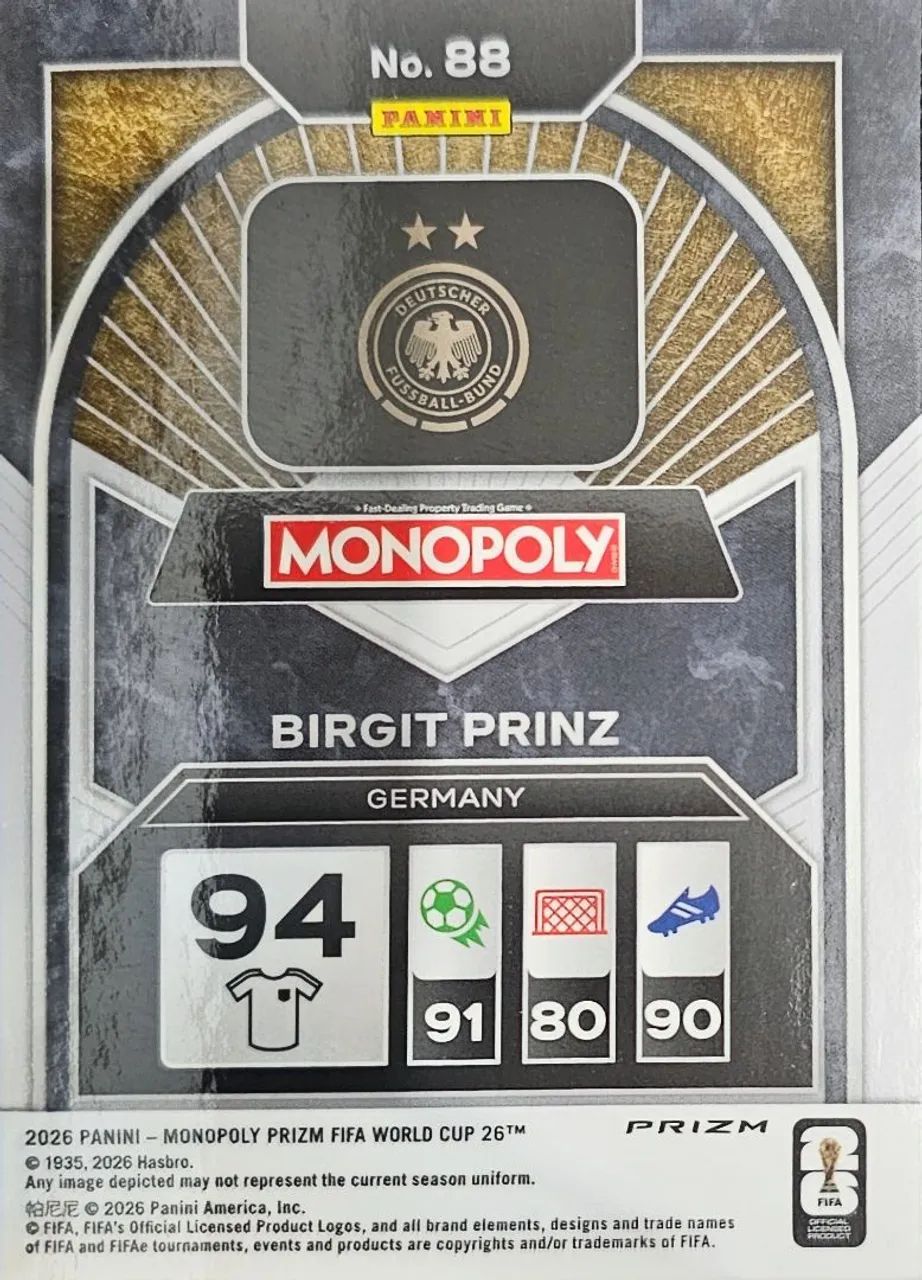 Card Monopoly 88 Birgit Prinz Gold Copa Do Mundo  - Foto 2
