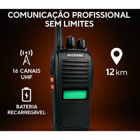 kit 2 rádios comunicador baofeng Alcance 12 Km 16 Canais BF 777S Profissional recarregável - Foto 6