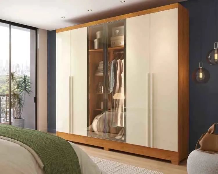 Roupeiro Casal Vênus 2,34m Porta Reflecta Central s87 - Armários e