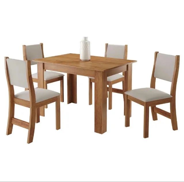 Conjunto Mesa Imperial 110 Mel com 4 Cadeiras Linho Bronze - Foto 3