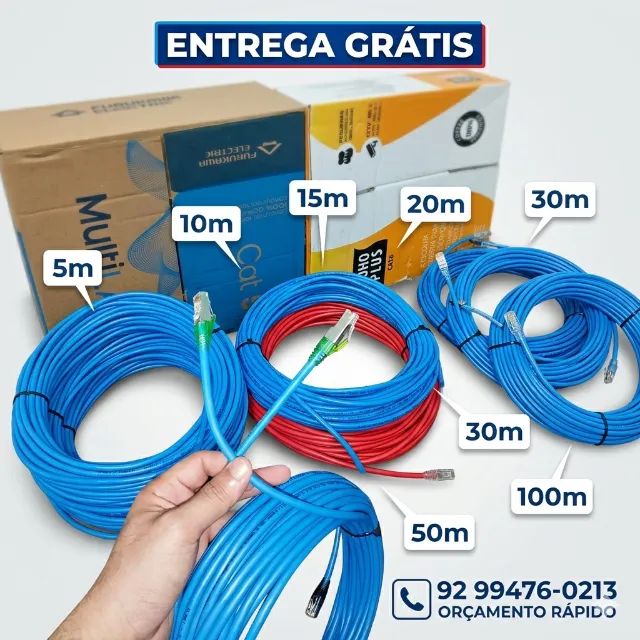 Cabo de Rede internet CAT5e e CAT6 100% Cobre - Publico Gamer, Residencial e Empresarial