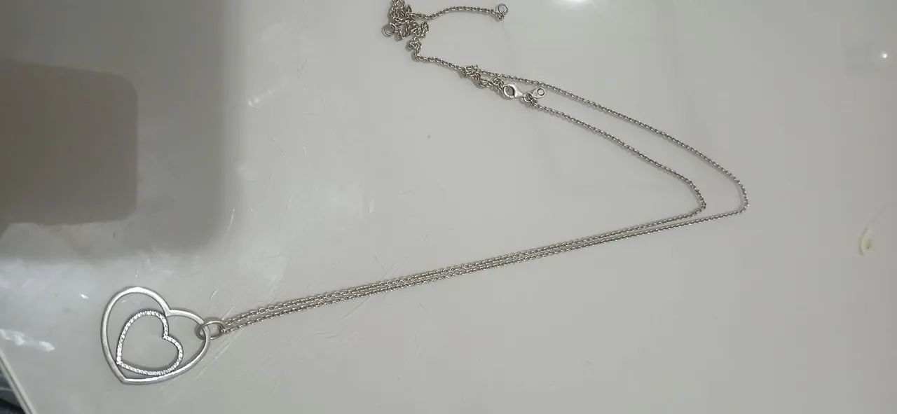 Cordão Pandora 80 cm com pingente duplo de coração  - Foto 4