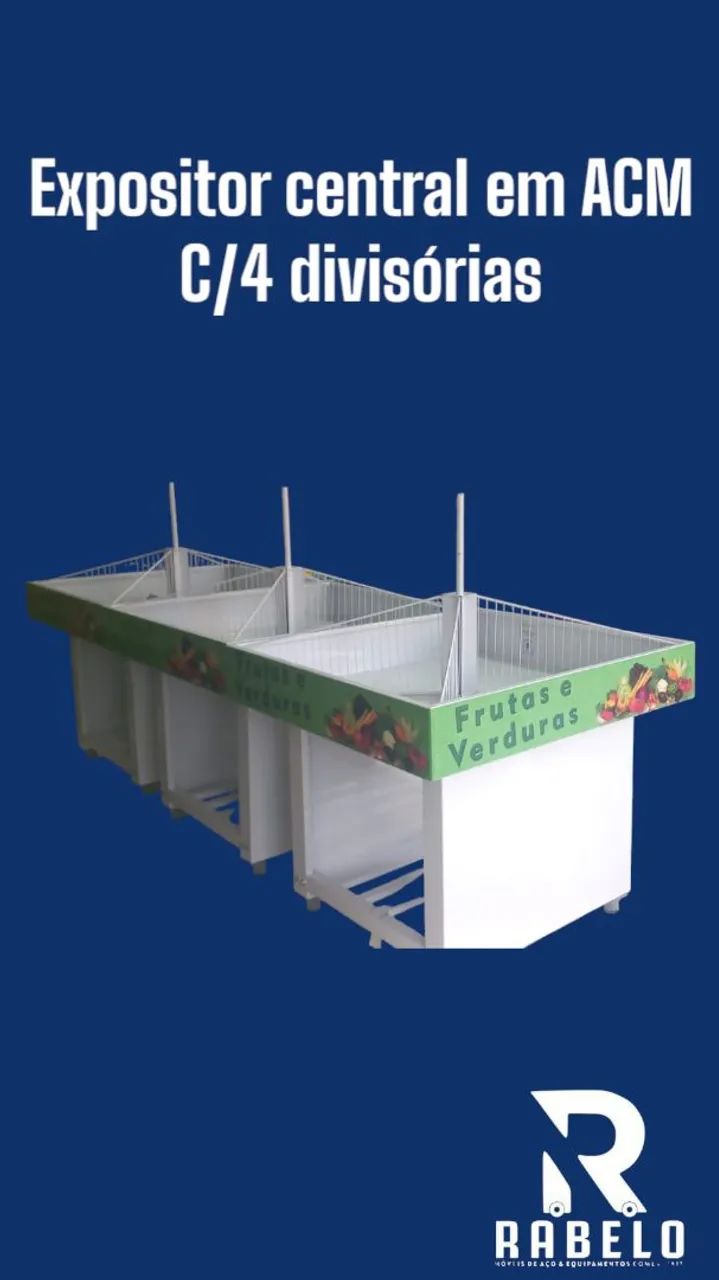 Expositor de frutas e verduras de parede e central em ACM em até 10x sem juros  - Foto 3