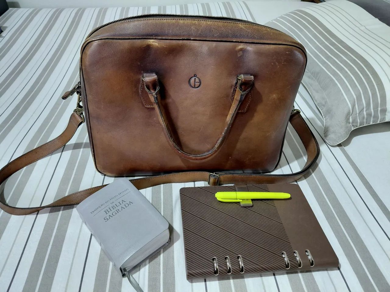 Bolsa em couro legítimo marrom - Foto 3