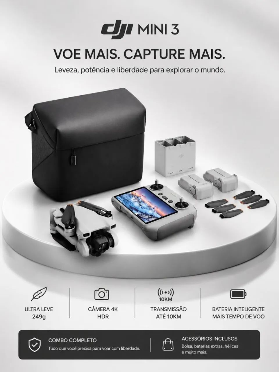 DRONE DJI MINI 3 COMBO COM TELA