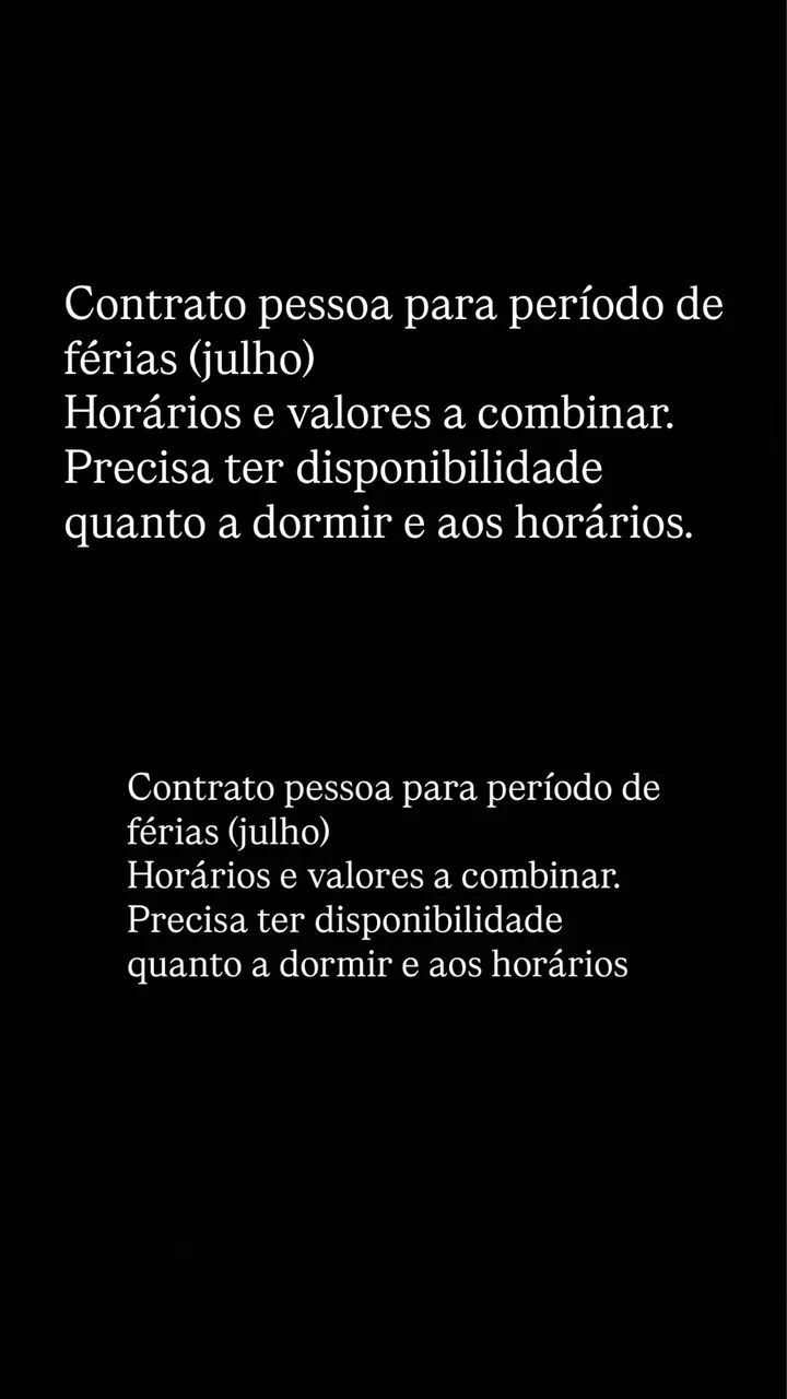 VAGA PARA PERÍODO DE FÉRIAS (BABA) 