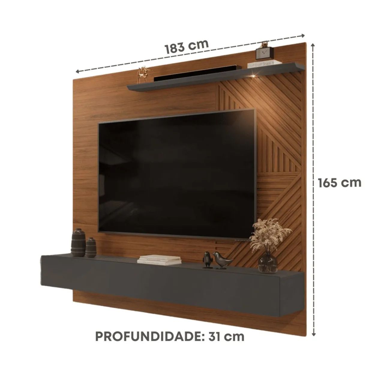 Painel para TV 65 Polegadas Arezzo Freijó/Cinza Urbano - DJ - Foto 5