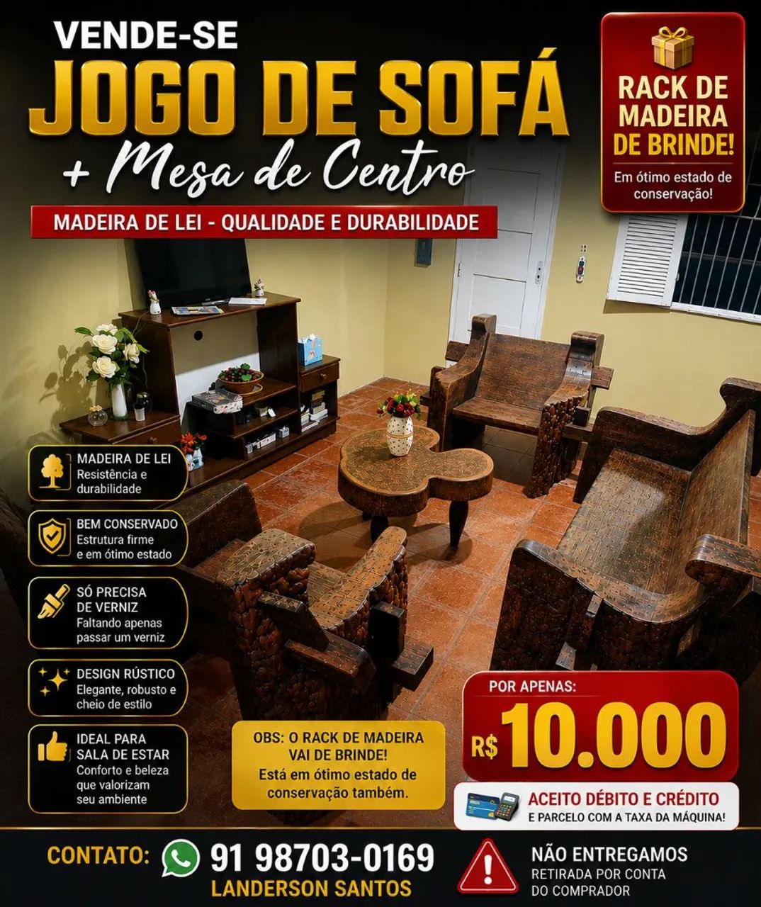 Vende-se sofá madeira de lei rústica 