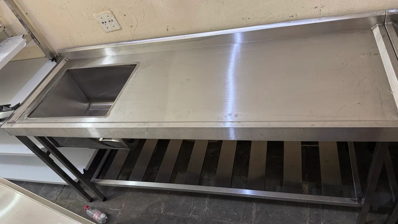 Pia inox 1,80 x 60 uma Cuba  - Foto 5
