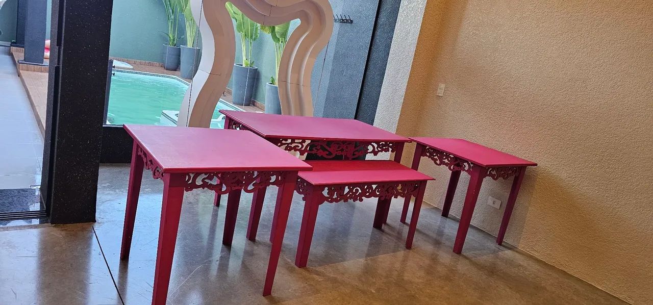 Kit conjunto de 4 mesas para decoração de festas