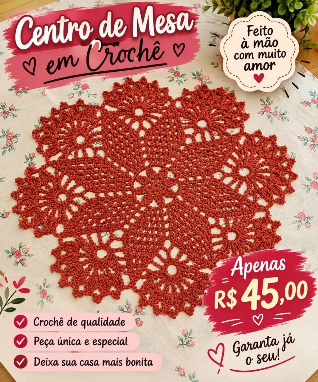 Centro de mesa em crochê 