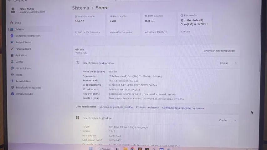 Dell Vostro 7620 16pol - 1T SSD - 16GB RAM - Intel core i7  | Com NF - Foto 5